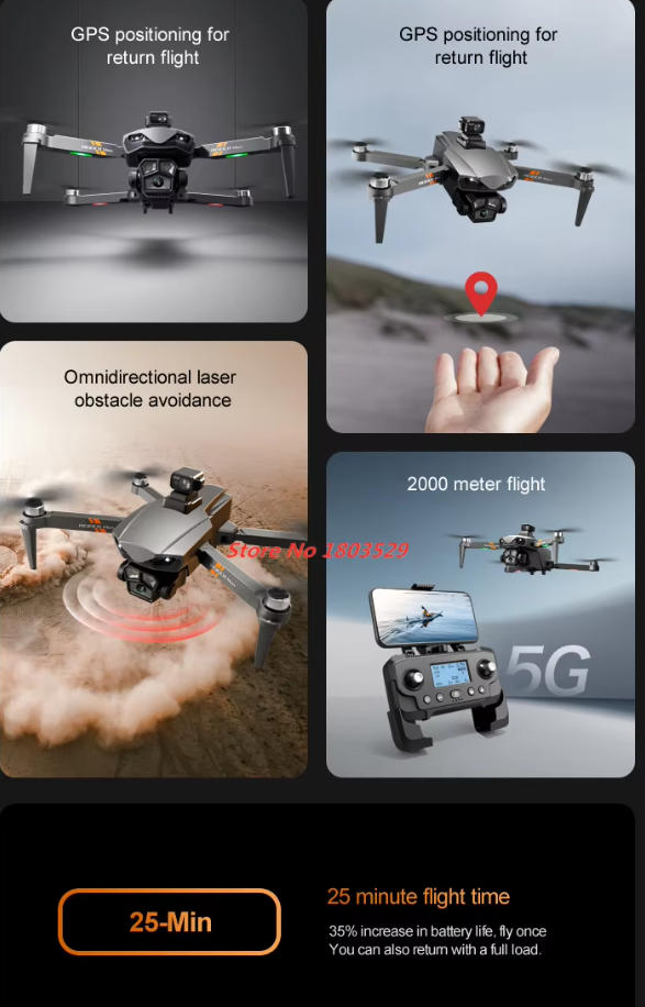Drone GPS sans balais, caméra  - Drone Camera Hd avis et prix